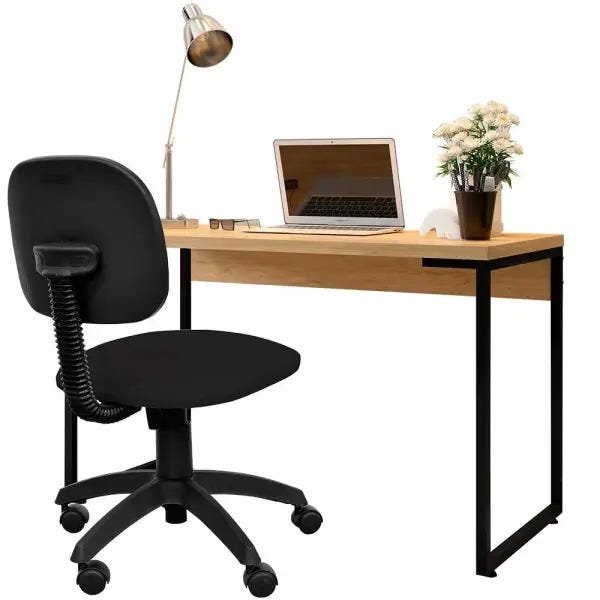 Kit Cadeira Escritório Economy Corano e Mesa Escrivaninha Industrial Soft Nature Fosco - Lyam
