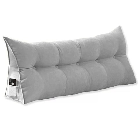 Almofada de Cabeceira 90 Cm Solteiro Suede Apoio Cama Quarto Cor:cinza