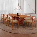 Ver imagem 1 de Conjunto Sala de Jantar Mesa Venus Tampo 220cm Laminado Barril e 8 Cadeiras Viena