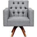 Ver imagem 5 de Kit 2 Poltronas Decorativas Giratória Base de Madeira Manu Capitonê Linho Cinza Escuro - Lyam