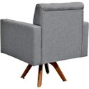 Ver mais imagens de Kit 2 Poltronas Decorativas Giratória Base de Madeira Manu Capitonê Linho Cinza Escuro - Lyam