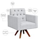 Ver imagem 3 de Kit 2 Poltronas Decorativas Giratória Sala Base de Madeira Manu Capitonê Linho Cinza - Lyam