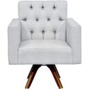 Ver imagem 5 de Kit 2 Poltronas Decorativas Giratória Sala Base de Madeira Manu Capitonê Linho Cinza - Lyam