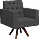 Ver imagem 6 de Kit 2 Poltronas Decorativas Giratória Sala Base de Madeira Manu Capitonê Linho Chumbo - Lyam