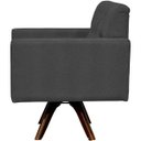 Ver mais imagens de Kit 2 Poltronas Decorativas Giratória Sala Base de Madeira Manu Capitonê Linho Chumbo - Lyam
