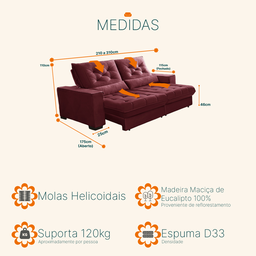 Sofá Retrátil e Reclinável Super Pillow Top Molas Ensacadas Suede Juliette Sofá Casa - 3