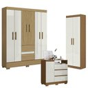 Ver imagem 1 de Guarda Roupa Casal Coimbra 2005138 com Armário Multiuso New 2000191 e Cômoda 2014143 Atacama Off Whi