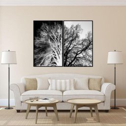 Conjunto Quadros Preto e Branco Árvore Seca Positivo Negativo 160x120 cm - 1
