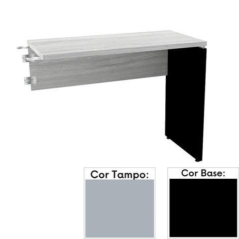 Mesa de Escritório Complemento 90 x 45cm Pé Painel Pe25 em Mdp Cinza com Base Preta