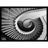 Quadro Preto e Branco Arquitetônico Escada em Espiral 70x50 cm - 1