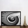 Quadro Preto e Branco Arquitetônico Escada em Espiral 70x50 cm - 3