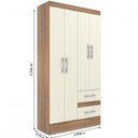 Ver imagem 2 de Guarda-roupa Solteiro Conde 4 Portas 2 Gavetas Castanho/offw