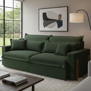 Sofá Retrátil e Reclinável Dubai, Tecido Linho, Molas Ensacadas, 1,90m.