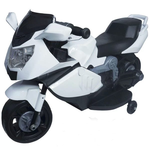 Mini Moto Elétrica Triciclo Criança Infantil Branca Bateria 6V Luz Som Importway BW044 Bivolt