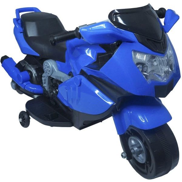Mini Moto Elétrica Triciclo Criança Infantil Azul Bateria 6V Luz Som Importway BW044 Bivolt - 2