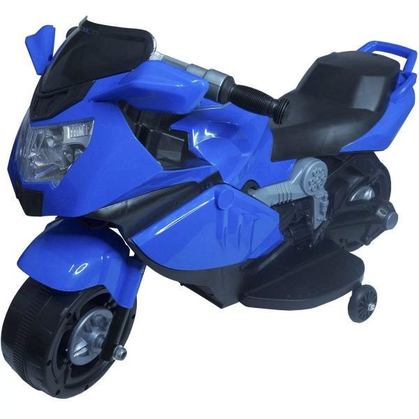 Mini Moto Elétrica Triciclo Criança Infantil Azul Bateria 6V Luz Som Importway BW044 Bivolt - 1