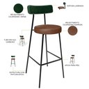 Ver imagem 3 de Banqueta Alta Bar Cozinha Sala De Jantar Milão L02 Facto Verde Musgo Couríssimo Marrom - Lyam