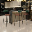 Ver imagem 2 de Banqueta Alta Bar Cozinha Sala De Jantar Milão L02 Facto Verde Musgo Couríssimo Marrom - Lyam