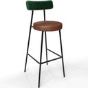 Ver imagem 1 de Banqueta Alta Bar Cozinha Sala De Jantar Milão L02 Facto Verde Musgo Couríssimo Marrom - Lyam
