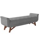 Ver imagem 1 de Puff Recamier Decorativo com Pés em Madeira 160 Cm Itália P05 Bouclê Cinza - Lyam Decor