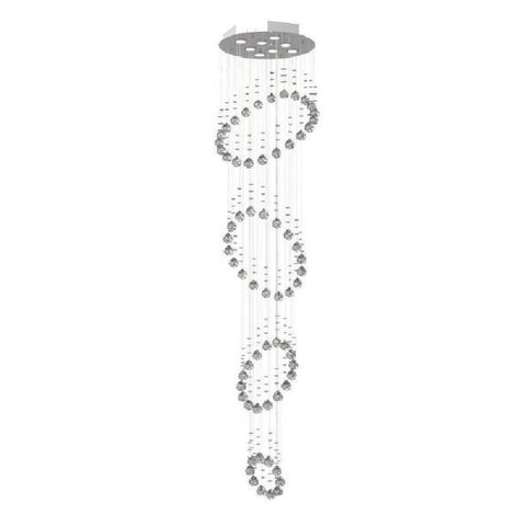 Lustre de Cristal Legitimo Esferas 42cm Pé Direito Duplo Vão de Escada Sala Alta - 2,00 M