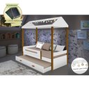 Ver imagem 2 de Beliche Montessoriana Design Infantil Sara Solteiro C/ Led - Branco/amêndoa Incluso Lousa Mágica