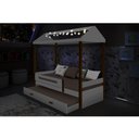 Ver imagem 3 de Beliche Montessoriana Design Infantil Sara Solteiro C/ Led - Branco/amêndoa Incluso Lousa Mágica