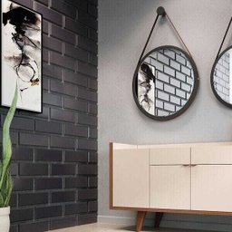 Espelho Decorativo Redondo 67cm com Alça Adnet B01 Escandinavo Preto - Lyam Decor - 3