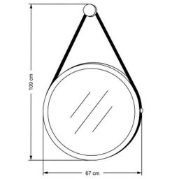 Espelho Decorativo Redondo 67cm com Alça Adnet B01 Escandinavo Preto - Lyam Decor - 4