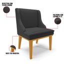 Ver imagem 3 de Kit 4 Cadeiras Estofadas Sala de Jantar Base Fixa de Madeira Castanho Lia Sintético Preto - Ibiza