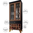 Ver imagem 3 de Cristaleira com Nicho Adega 2 Portas Luma Preto Nature - Lyam Decor