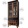 Cristaleira com Nicho Adega 2 Portas Luma Preto Nature - Lyam Decor - 3