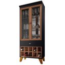 Ver imagem 1 de Cristaleira com Nicho Adega 2 Portas Luma Preto Nature - Lyam Decor