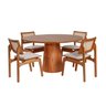 Conjunto Mesa com 4 Cadeiras de Madeira Maciça Rattan Natural e Estofada Daren Espresso Móveis - 2