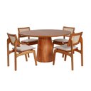 Ver imagem 2 de Conjunto Mesa com 4 Cadeiras de Madeira Maciça Rattan Natural e Estofada Daren Espresso Móveis