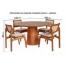 Conjunto Mesa com 4 Cadeiras de Madeira Maciça Rattan Natural e Estofada Daren Espresso Móveis - 3