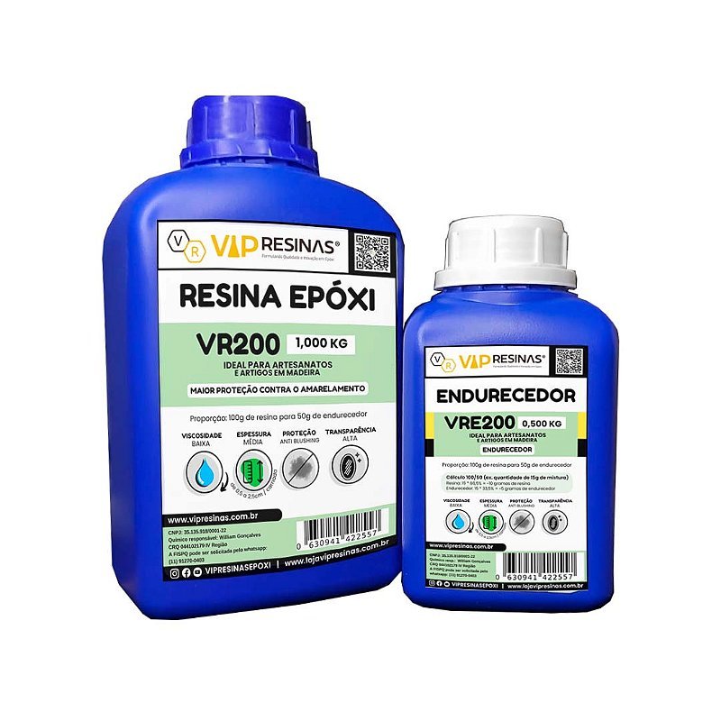 Resina Epóxi + Endurecedor Uv Vr200 1,5kg Média Espessura