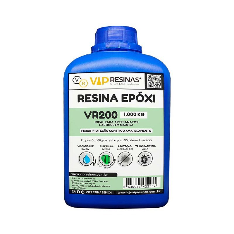 Resina Epóxi + Endurecedor Uv Vr200 1,5kg Média Espessura - 2