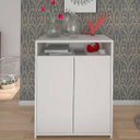 Ver imagem 2 de Balcão Multiuso Escritório Sala Cool 2 Portas Branco - Lyam Decor
