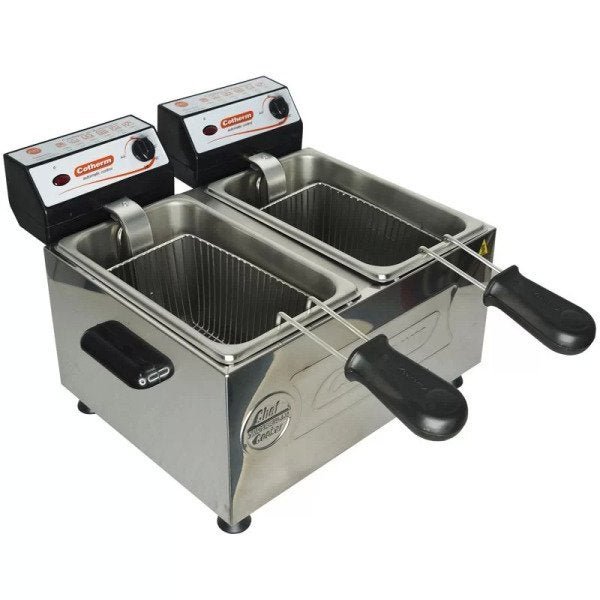 Fritadeira Elétrica com Óleo 4 Litros 2 Cubas Industrial Profissional 220V Cotherm 2400W Inox - 4