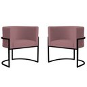 Ver imagem 1 de Kit 2 Poltronas Decorativa Sala de Estar Luana Base Preta Veludo Rosê - Montanaris Decor Md Montanar
