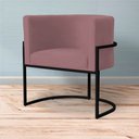 Ver imagem 2 de Kit 2 Poltronas Decorativa Sala de Estar Luana Base Preta Veludo Rosê - Montanaris Decor Md Montanar