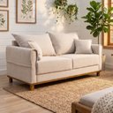 Ver imagem 1 de Sofá Living 3 Lugares 200cm Linho Ananda CabeCasa MadeiraOriginals Bege/Creme