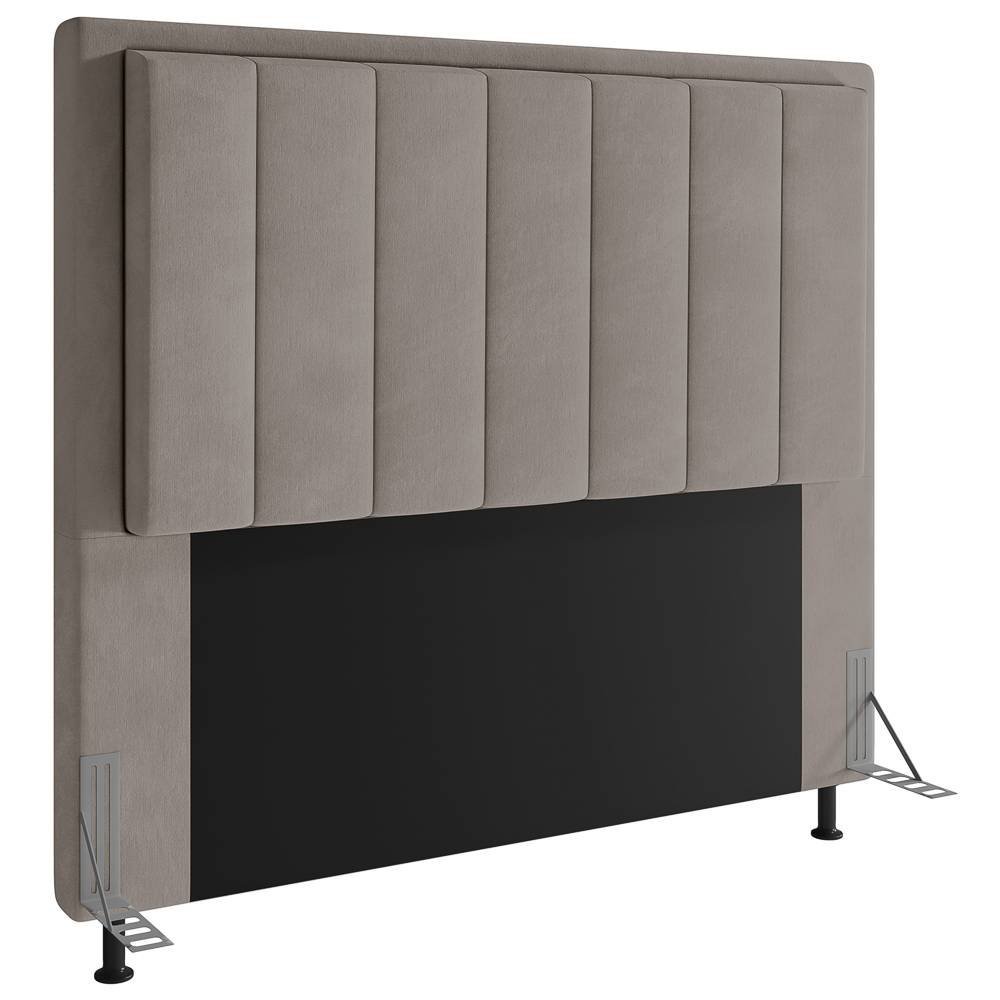 Cabeceira Cama Box King Veneza 195 Cm Suede MV Estofados Bege