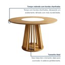 Ver imagem 4 de Mesa de Jantar 4 Lugares Redonda com Prato Giratório 135cm Tampo MDF Flora Marrom/Cinamomo/Off White