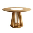 Ver imagem 2 de Mesa de Jantar 4 Lugares Redonda com Prato Giratório 135cm Tampo MDF Flora Marrom/Cinamomo/Off White