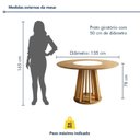 Ver imagem 3 de Mesa de Jantar 4 Lugares Redonda com Prato Giratório 135cm Tampo MDF Flora Marrom/Cinamomo/Off White