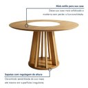 Ver imagem 6 de Mesa de Jantar 4 Lugares Redonda com Prato Giratório 135cm Tampo MDF Flora Marrom/Cinamomo/Off White