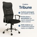 Ver imagem 7 de Cadeira Escritório Presidente Tela Mesh Tribune Base Cromada Rodinhas e Laudo Ergonômico Preto