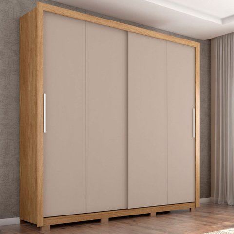 Guarda-roupa Casal Praticus 2 Portas 4 Gavetas Buriti/fendi - Caemmun